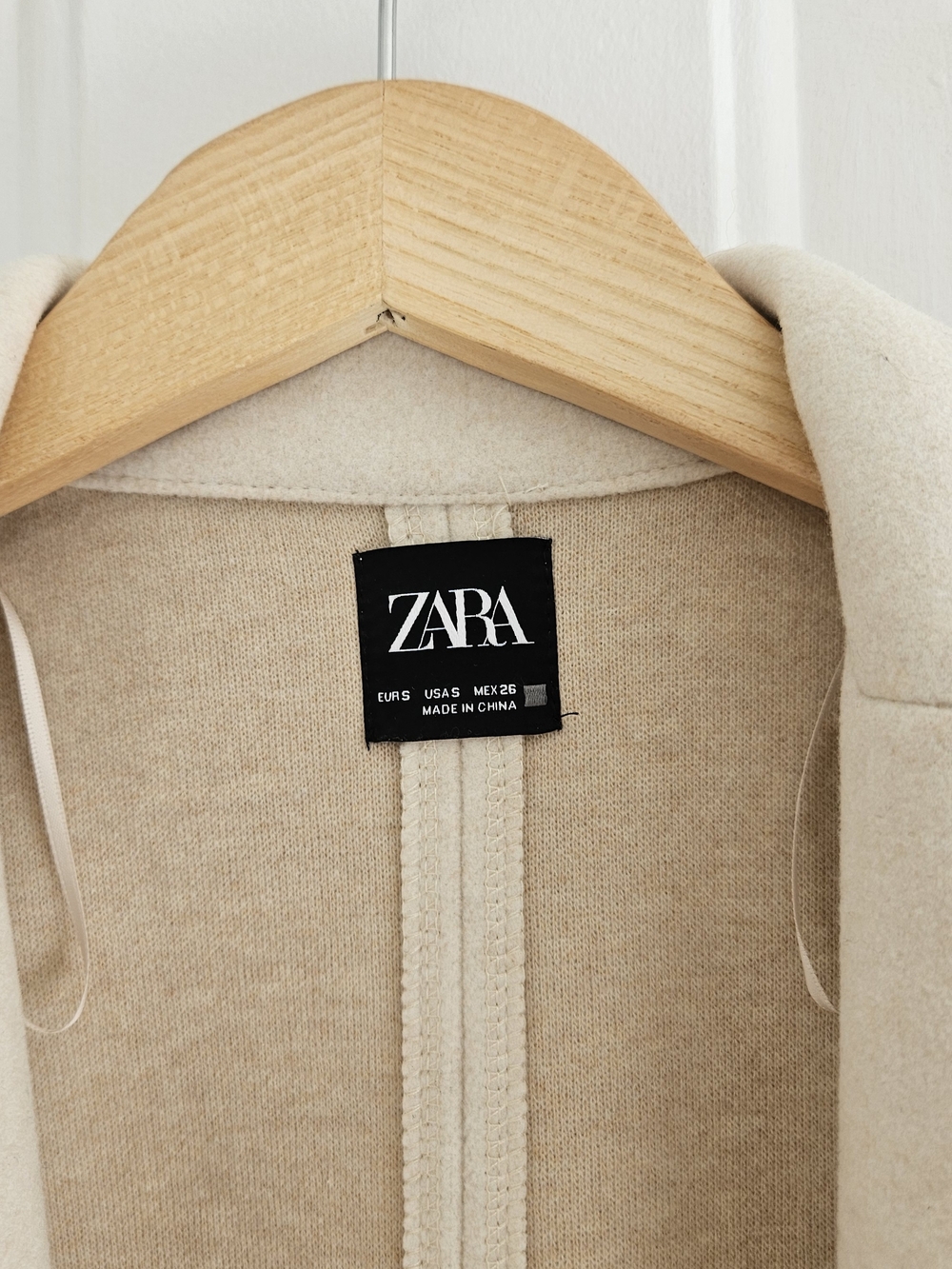 ZARA Women's Cream Wool-Blend Coat